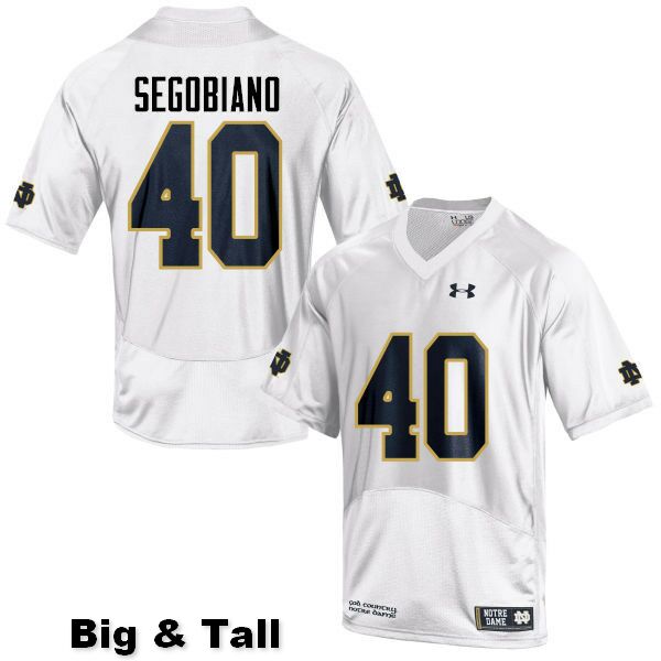 Men's NCAA Notre Dame Fighting Irish #40 Brett Segobiano Stitched College Under Armour Authentic White Big & Tall Football Jersey RB10J45IS